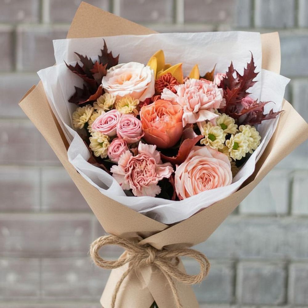 Букет цветов из: Гвоздики, Хризантемы и Розы в Акуше