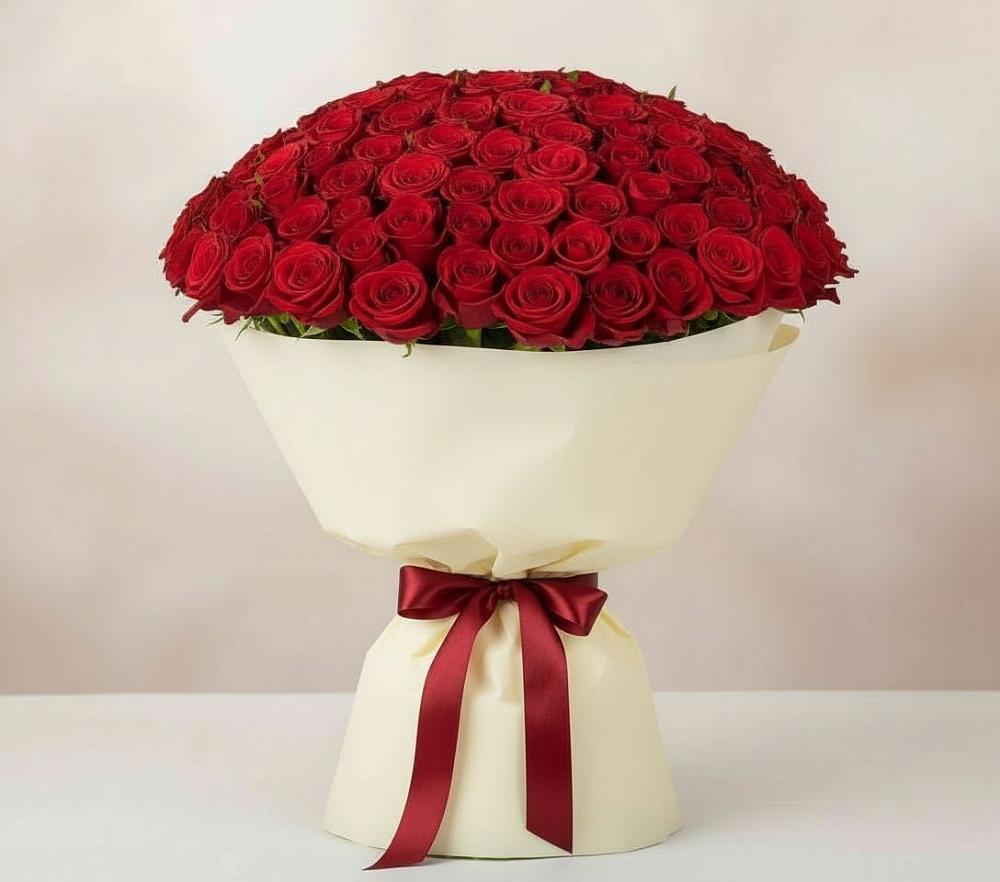 Букет 101 Красная роза Милано в Акуше