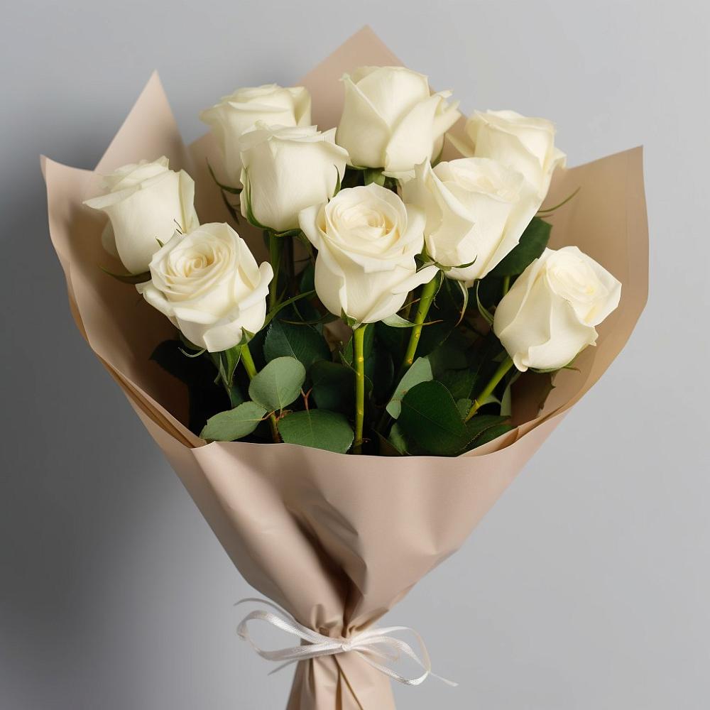 Букет 9 Белых роз Эдлесс Лав в Акуше