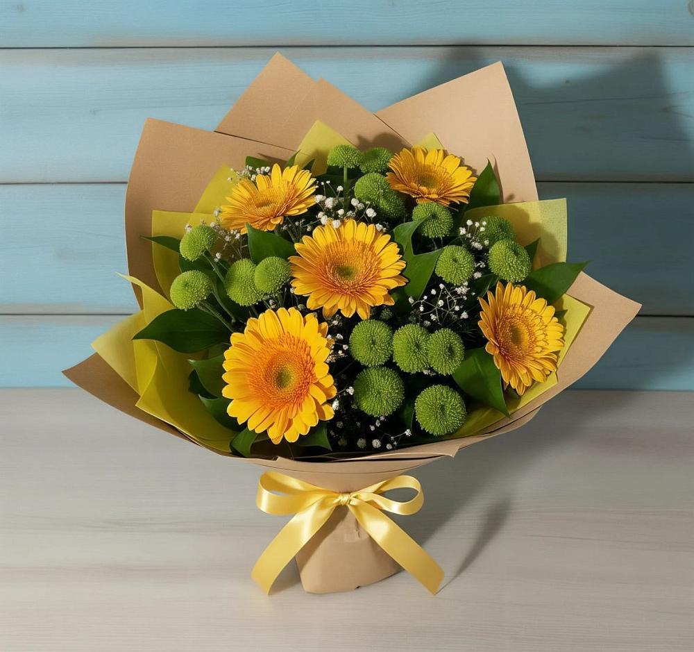 Букет цветов из: Герберы и Хризантемы в Акуше