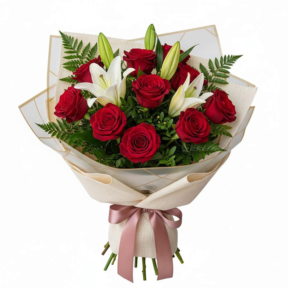 Букет цветов из: Лилии и Розы в Акуше