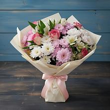 Букет цветов из:  Хризантемы, Альстромерии и Розы в Акуше