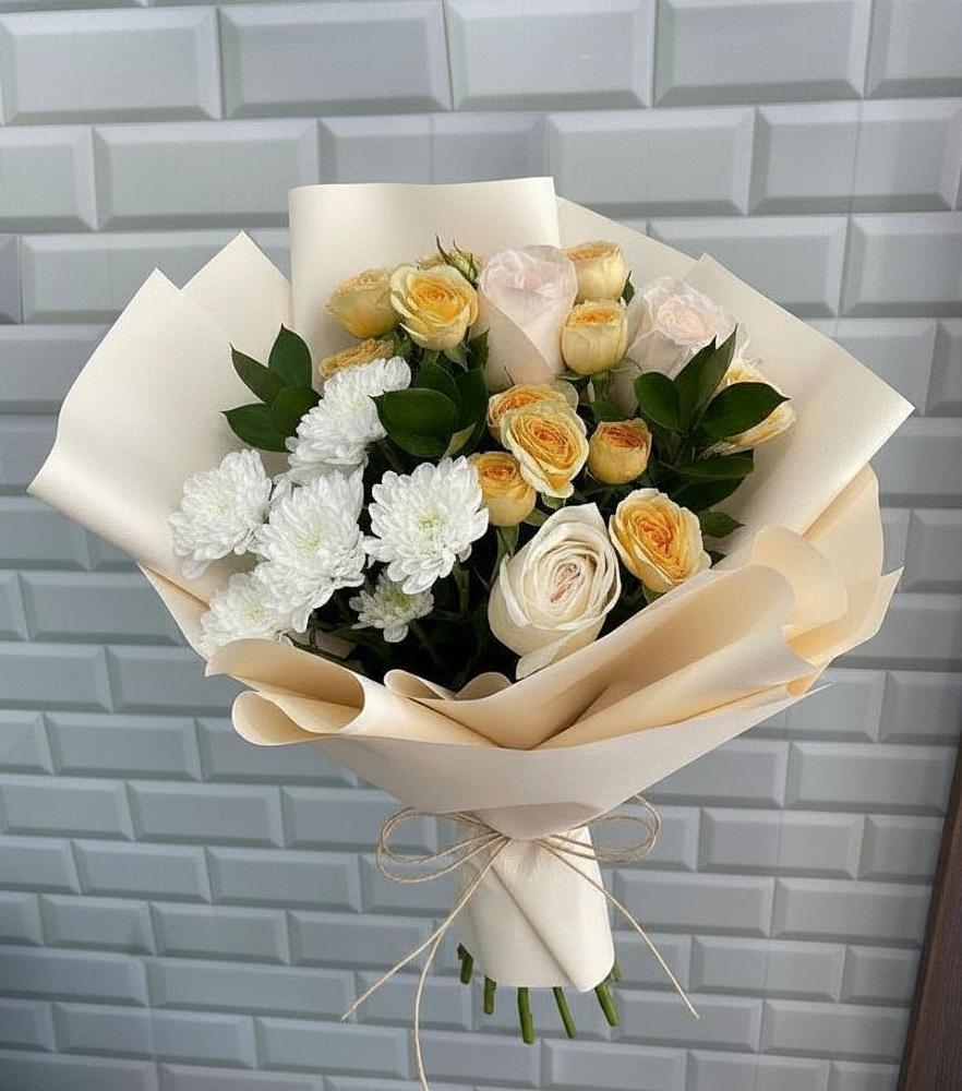 Букет цветов из: Розы и Хризантемы в Акуше
