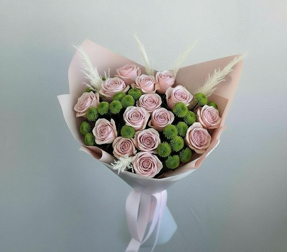 Букет цветов из: Розы и Хризантемы в Акуше