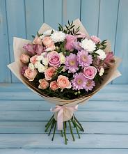 Букет цветов из:  Хризантемы, Розы и Альстромерии #REPLACE_PRED# Акуше