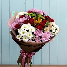 Букет цветов из:  Розы, Хризантемы и Альстромерии в Акуше