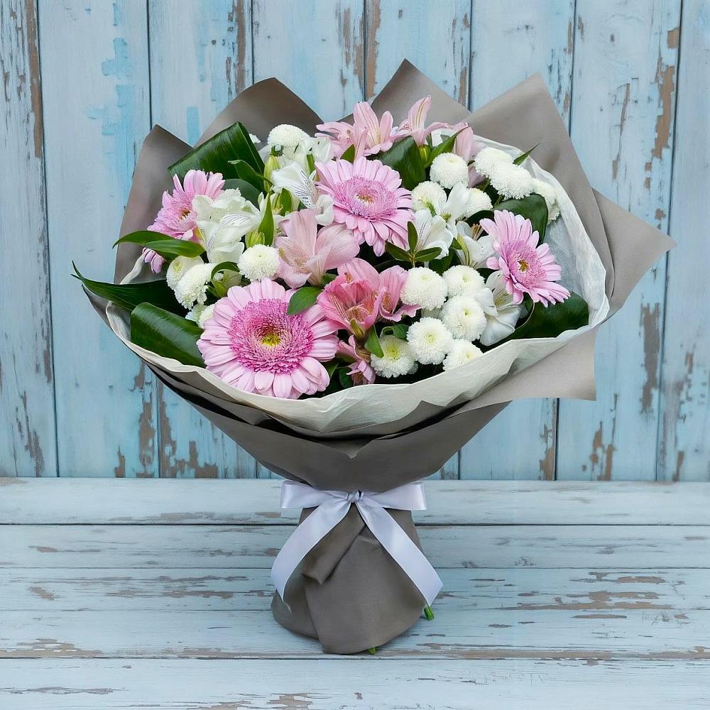 Букет цветов из: Герберы, Альстромерии и Хризантемы в Акуше