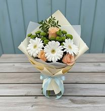 Букет цветов из:  Герберы, Розы и Хризантемы в Акуше