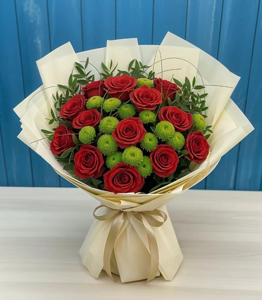 Букет цветов из: Розы и Хризантемы в Акуше