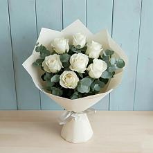 Букет Белые розы в Эвкалипте #REPLACE_PRED# Акуше